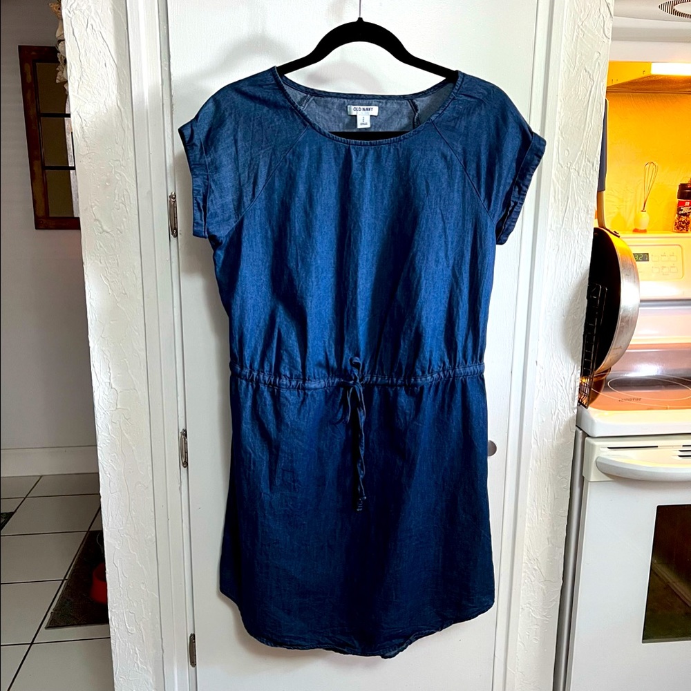 OLD NAVY LIGHTWEIGHT DENIM DRAWSTRING DRESS SIZE S SMALL PRISTINE!